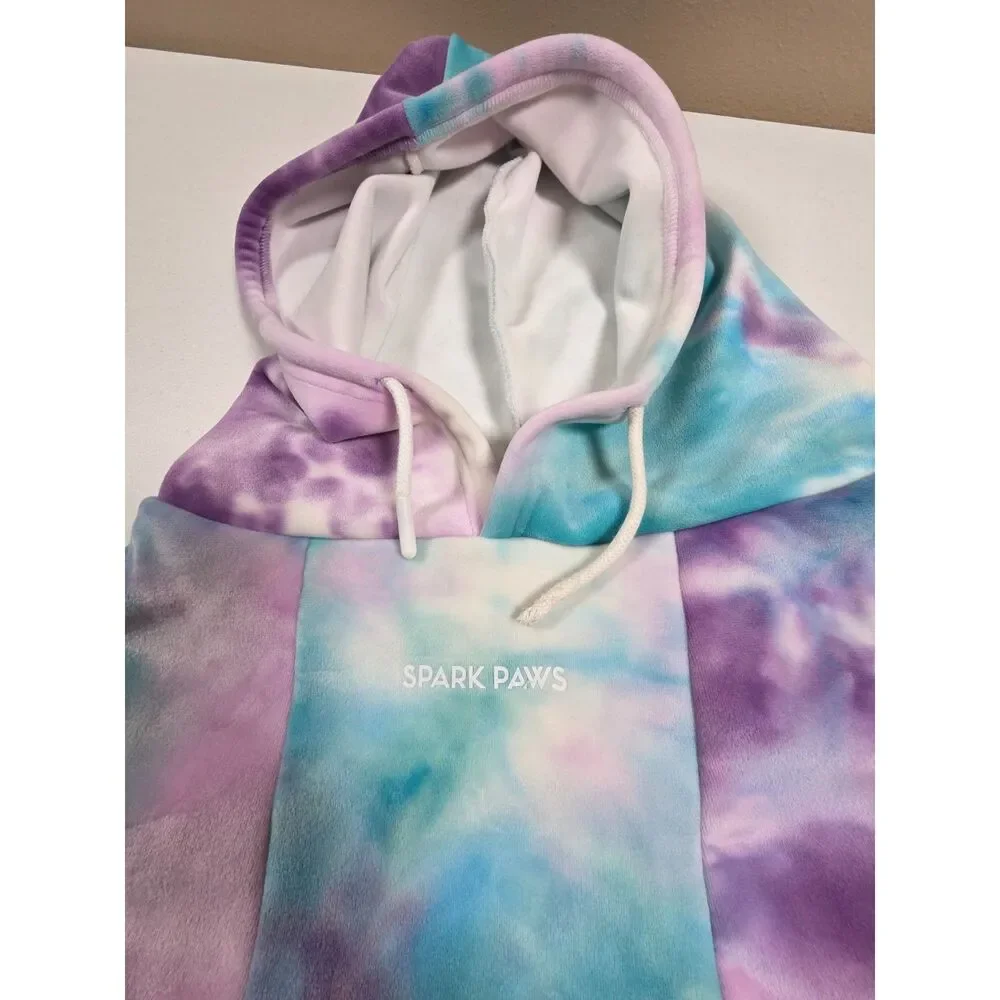 Spark Paws Dog Hoodie 5XL Pastel Tie Dye Plush Fleece Pet Sweatshirt NWT